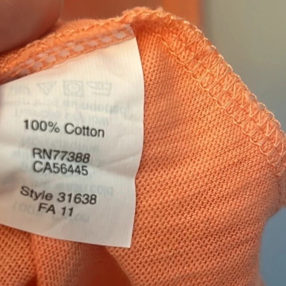 J.Crew Orange 3/4 Sleeve/ Ruffled‎ V-Neck/Blouse/ Size Medium 
